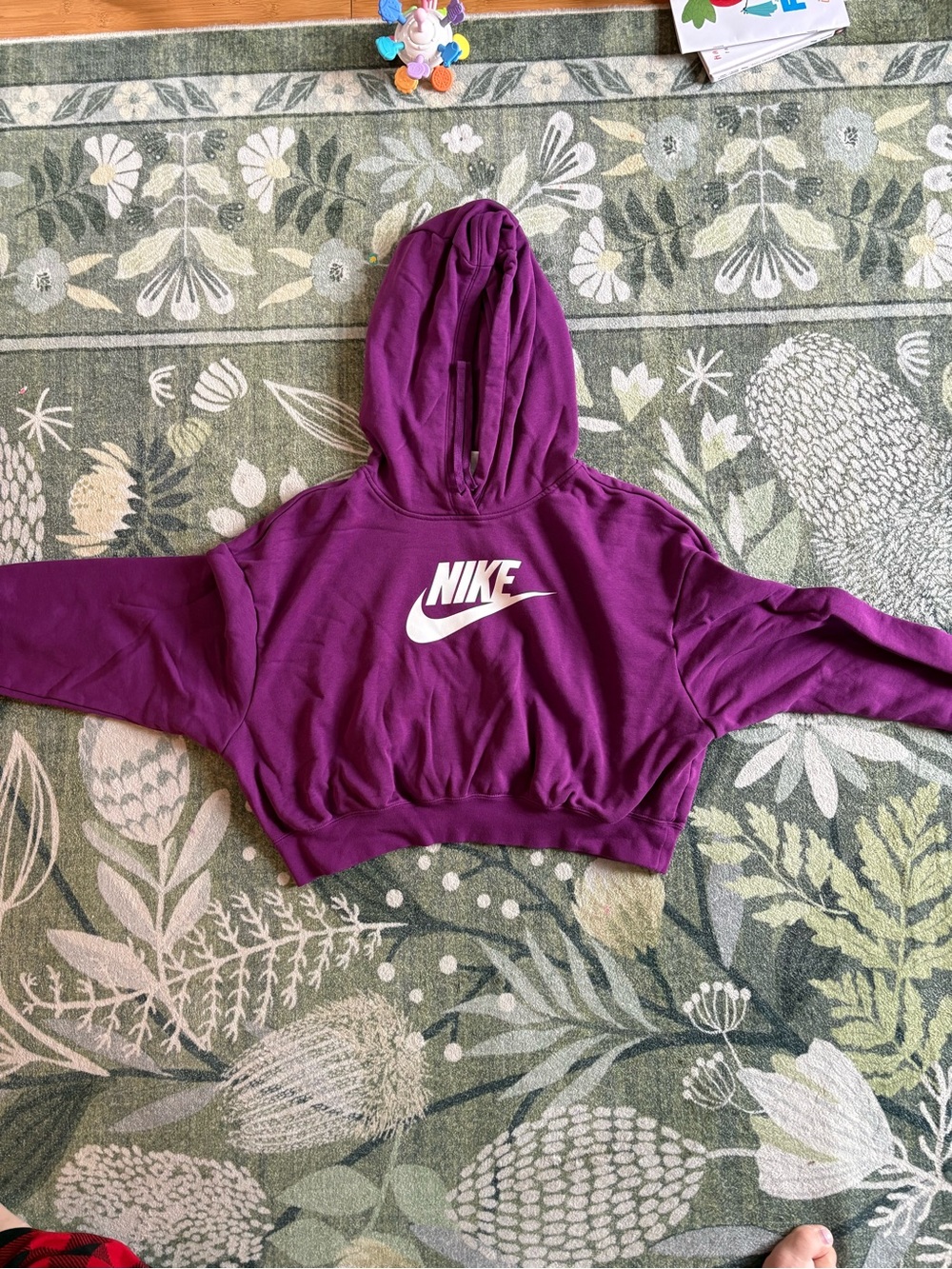 Nike Purple Cropped Hoodie with white Swoosh Tag
